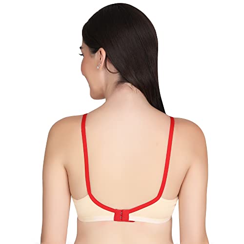 Image of Women Non Padded Bra - Made of Pure Cotton Full Coverage Non Wired Seamless Pushup Soft Cup for T-Shirt Saree Dress Sports Garment for Daily Use Everyday