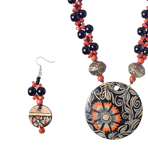 Image of AAKRITI ART CREATIONS Handcrafted Women's Jewelry Set - Ethnic Necklace and Earrings, Fashion Accessories for Special Occasions & Celebrations