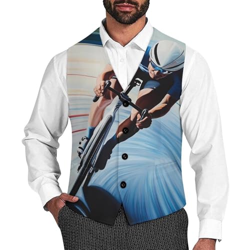 Racing Riding Men's Suit Vests Dress Vest V-Neck Waistcoat Slim Business Formal with Pocket