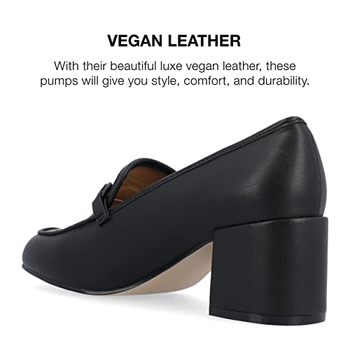 Journee Collection Womens Nysaa Block Heel Faux Leather Loafer Heels3