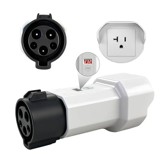 EVqiaoyi J1772 to NEMA 5-15/5-20 Adapter with Voltage Display and Power-Off Button Portable Discharge Converter J1772 Charging Pile Plug for Charging E-Bikes, Scooters and One-Wheel Electric Vehicles