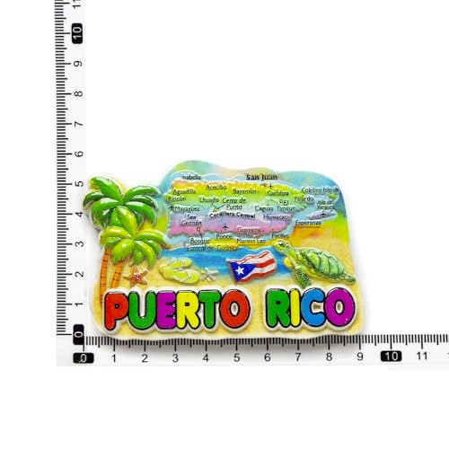 Imán decorativo 3D mapa Puerto Rico 9 x 5.8 cm miniatura 3