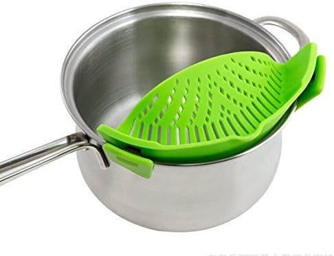 SIMPLE STRAINER - The Best Clip-on Green Silicone Pasta Strainer - Dishwasher Safe Colander Perfect For Draining Pasta, Vegetables, Potatoes, etc. - Universal Fit by Profectus Products