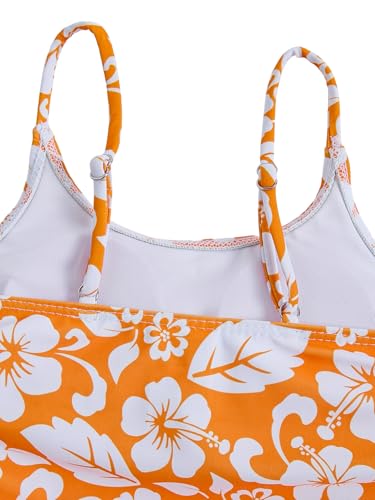 Image of Milumia Girl's Floral One Piece Swimsuit Bow Tie Side Spaghetti Strap Bathing Suit
