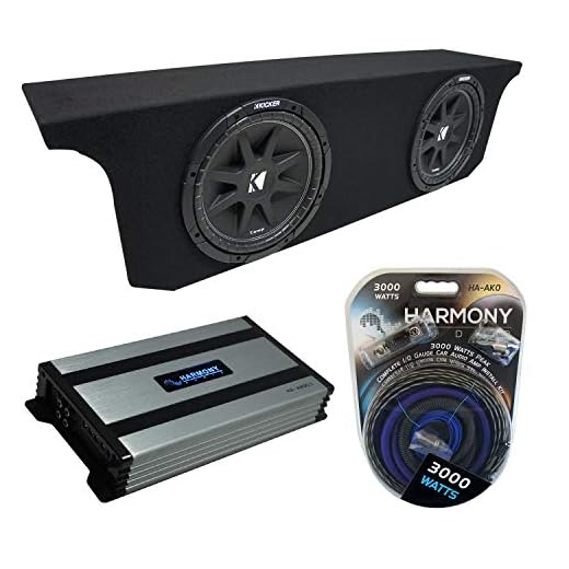 Harmony Audio Compatible with 2007-2018 Jeep Wrangler JK Unlimited Kicker Bundle Comp C12 Dual 12" Sub Box Enclosure & Harmony HA-A800.1 Amp