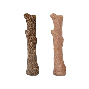 Outward Hound Dogwood Wood Durable Dog Chew Toys, Real Wood & Calming Hemp, 2-Pack, Medium