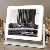 Bearolve Vanity Mirror with Lights, 14'×12' LED Makeup Mirror, HD Professional Mirror, Smart Touch with 3-Color Lighting, Dimmable, 360° Rotation, Lighted Up for Makeup Desk, Bedroom (White)