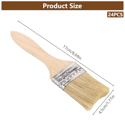 GBACHOOSE 24 Stück Pinselset 50 mm Malerpinsel mit Holzgriff, Borstenpinsel Set, Lasurpinsel, Flachpinsel für Farben, Lack, Malerei, Wand- und Möbelmalerei, DIY