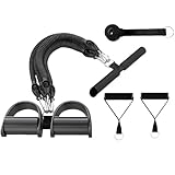 100LB Heavy Duty 4 Tube Elastic Foot Pull Rope Resistance Bands Set, Home Gym Full Body Workout Equipment with Non-Slip Handles & Foot Straps for Abdominal Training, Leg & Arm Exercise