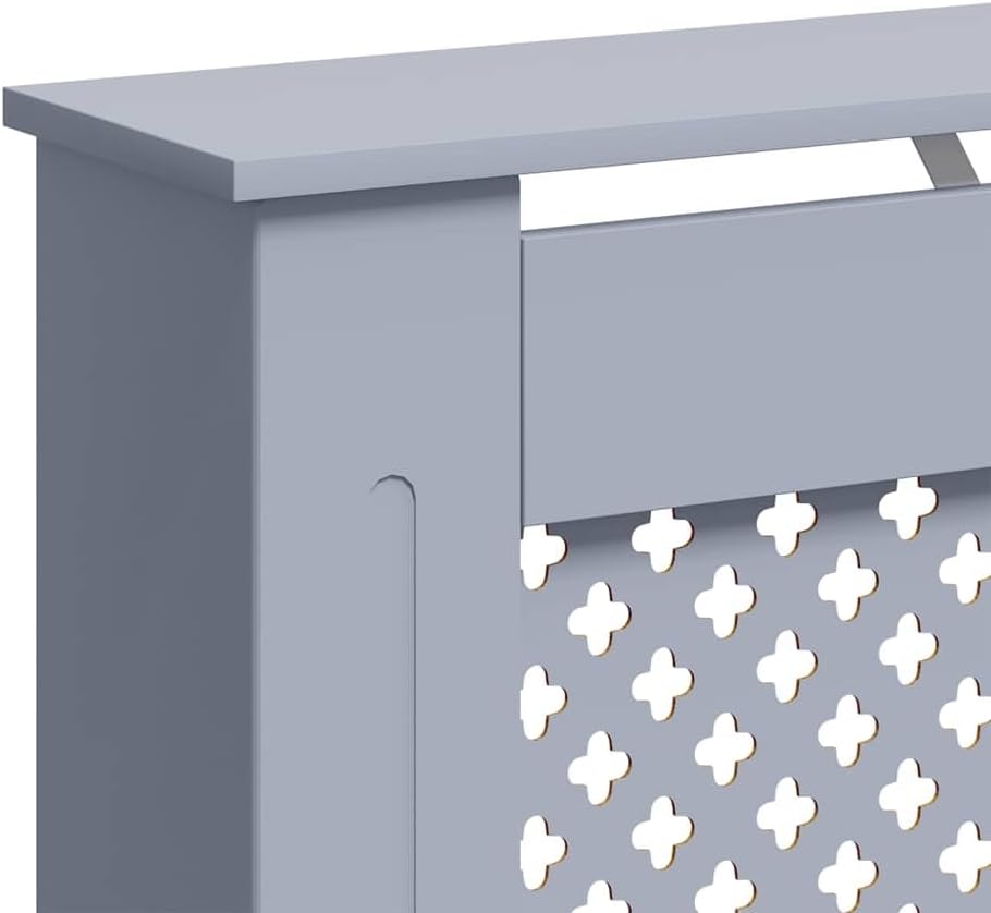 Radiator Cover Anthracite 44.1"x7.5"x32.1" MDF Modern Slatted Design Cabinet for Living Room with Additional Shelf Space