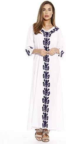 Riviera Sun 21737-WHT-S Caftan/Caftans for Women White/Navy