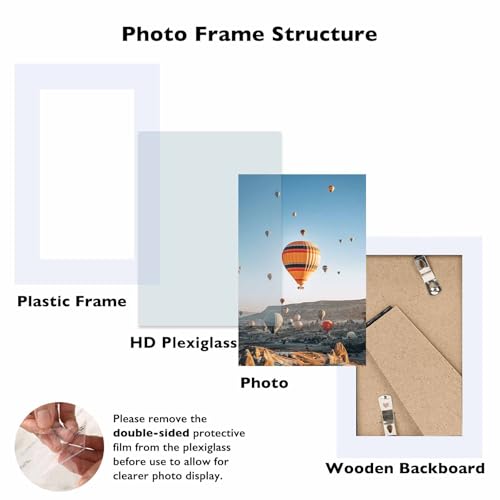 Image of JCJMY 3x5 Picture Frame White for Tabletop, 3 x 5 Photo Frame with Shatter Resistant Plexiglass, Sturdy 3 by 5 Poster Frame, White