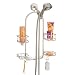 mDesign Modern Metal Hanging Bath and Shower Caddy Organizer for Hand Held Shower Head and Hose - Storage for Shampoo, Conditioner, Hand Soap - 4 Swivel Shelf Format - Satin