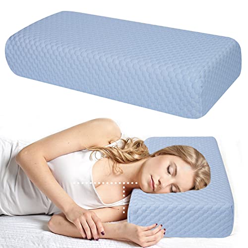Cube Memory Foam Pillow Side Sleeper Pillow For Neck And Shoulder Pain(24"X12"X5", Medium), Cooling Bed Pillow For Side Sleeping, Soft And Supportive Cervical Pillow, Square Pillow - King, Queen, Blue #TOP27