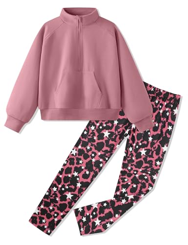Image of Girls Clothes 2Pcs Outfit Set with Zip-up Top and Trendy Printed Pants Teen Girl Clothes 6-14Y
