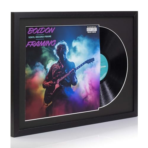 12 Vinyl LP Record and Album Cover Black Frame with Black Mount Memorabilia Wall Art Display