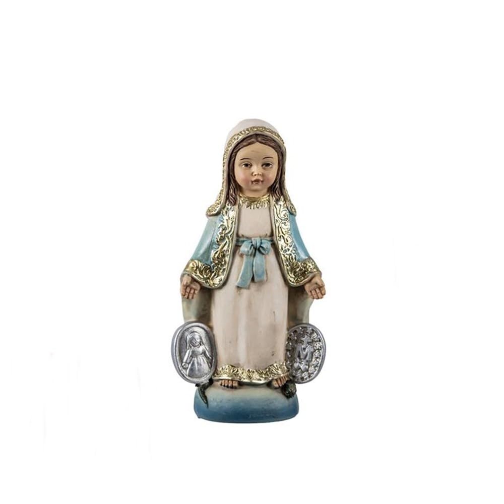 Figurine Religieuse Vierge Miraculeuse Enfant 13 Cm en sculpture résine couleur