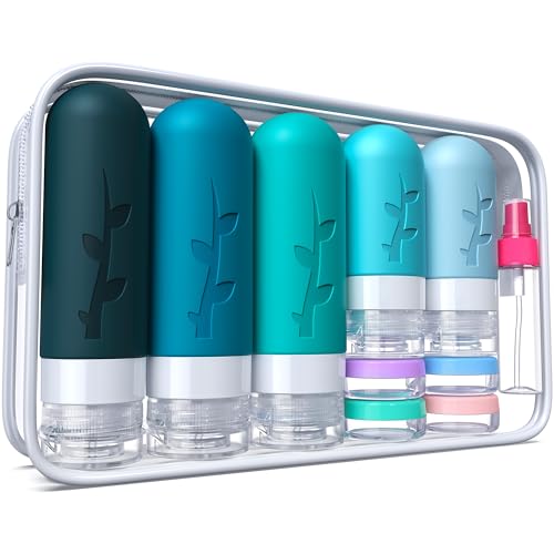 Aeomni 19pack Travel Bottles for Toiletries, TSA Approved Silicone Travel Size Containers for toiletries Set