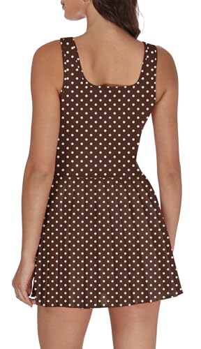 Image of NIASHOT Athletic Dress for Women with Shorts Sleeveless Womens Golf Dress | Pleated skirt with shorts, Vacation dresses, Graduation dresses, Pilates fashion clothing, Country concert outfits for women