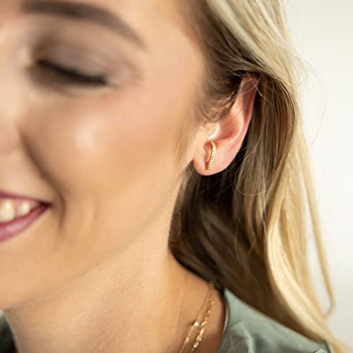 CZ Simulated Diamond Bar Hook Suspender Earrings 14K Gold/Rose Gold Plated4