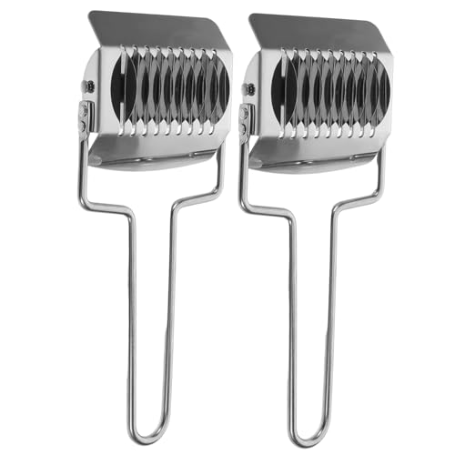 Ciieeo 2pcs Manual Pasta Spaghetti Makers Noodle Cutter Roller Stainless Steel Noodle Lattice Roller Dough Cutter Mincer Kitchen Cooking Tools