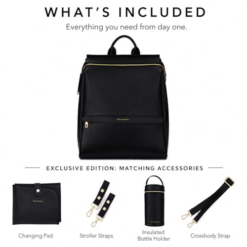 Sac à dos à langer cuir luxueux finition Black Sophia chic