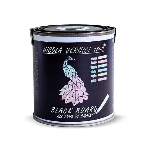 Vernice Decorativa ad Effetto Lavagna, di colore Nero, a Base di Acqua, Made in Italy, Adatta ad Ogni Superficie - Formato 0,25 lt