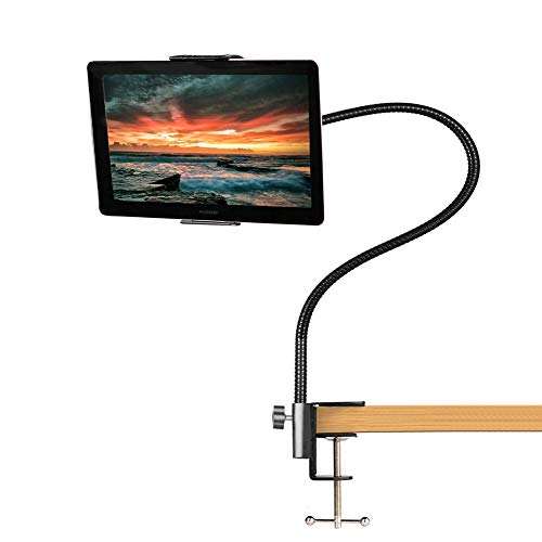 JUMKEET Support Tablette avec Col de Cygne, Support Tablette pour Lit Réglable Stable, Support pour iPad iPhone Telephone Series/Nintendo Switch/Samsung/Kindle et Plus, 60cm de Longueur Totale