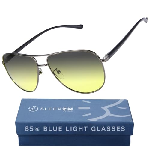 Image of Sleep ZM Blue Light Glasses for Screens & Gaming - 87% Yellow, Aviator