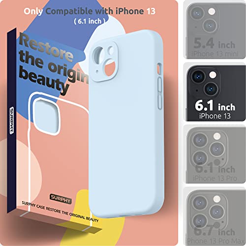 Surphy Compatible With Iphone 13 Case With Screen Protector, (Camera Protection + Soft Microfiber Lining) Liquid Silicone Phone Case 6.1 Inch 2021, Cloud Blue #TOP1
