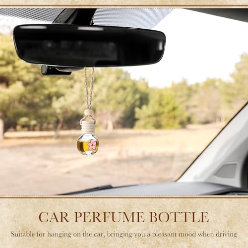 Image of BBTO 50 Pcs Hanging Car Air Freshener Car Diffuser Bottles Empty Glass Perfume Bottle Freshener Diffuser Bottle Pendant for Essential Oil Fragrance Aromatherapy Ornament(Clear,Flower)