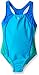 Speedo Girls Mesh Splice Thick Strap One Piece Swimsuit, Cyan, Size 7