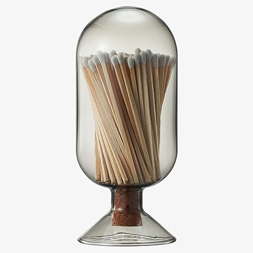 Includes 100 Match Sticks Glass Match Cloche with Striker -