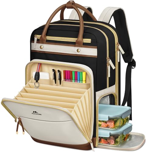 MATEIN Work Backpack with Lunch Compartment Detachable, 15.6 Inch Laptop Backpack with Organized Pocket, College Computer Backpacks Meal Prep Bag Gift for Teachers Nurse Adult Commute Office