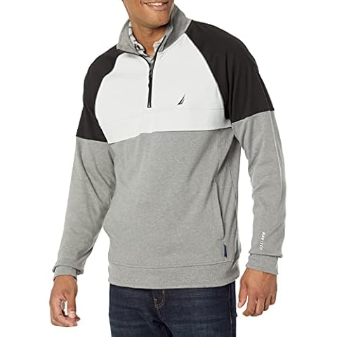 Nautica Navtech-Jersey con Cremallera Suéter, Gris Piedra, XXL Cover