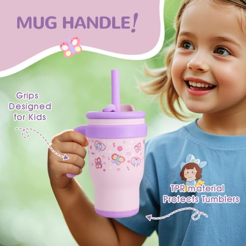 Image of 14 oz Toddler Tumbler with Handle, 2 Pack Kids Straw Cups with Sippy Lid