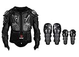 Gute Motorcycle Protective Jacket and Knee Pads Guard Gear, Sport Motocross Full Body Armor Protector for Men, Black Adjustable Long Leg Sleeve Gear Crashproof Nonslip Protective Shin Guards -1 Pair