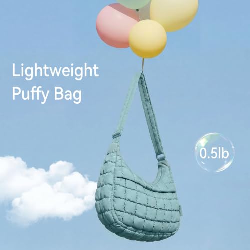 Image of Puffer Crossbody Hobo Bag for Women Nylon Quilted Purse Lightweight Shoulder Handbag with Adjustable Strap