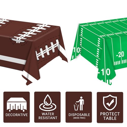 Oigco Football Party Decorations Tablecloth Disposable Plastic Touchdown Table Cover Perfect for Football Birthday Party Decorations and Gameday Tailgate Decorations 54 X 108Inch, 2 Pack - Image 6