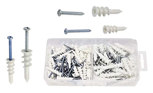 Drywall Anchors Plastic Self Drilling Wall Anchors With Screws Assortment Kit, Includes 2 Sizes, 6 And #8 Anchors #TOP5