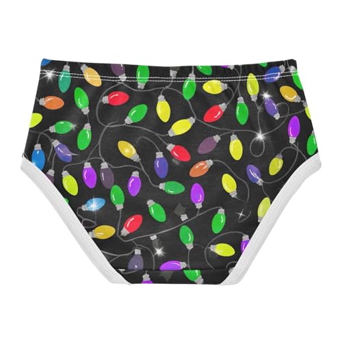 Toddler Underwear Floral 2t Cotton Girl Panties Cute Durable Briefs Kids Undies Colorful Christmas Lights Black2
