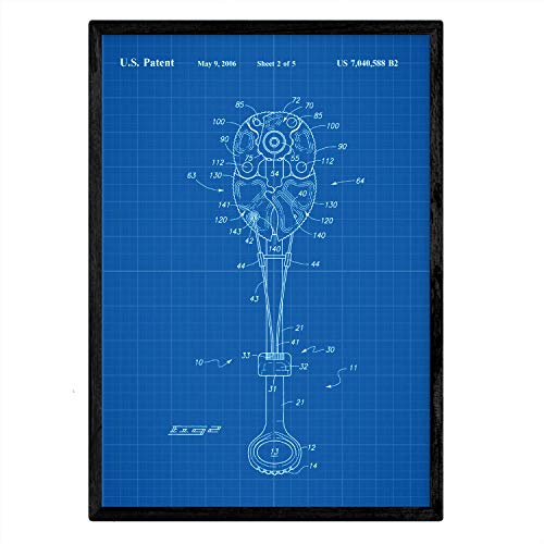 Nacnic Poster con Patente de fisurero Escalada 2. Lámina con diseño de Patente Antigua en tamaño A3 y con Fondo Azul
