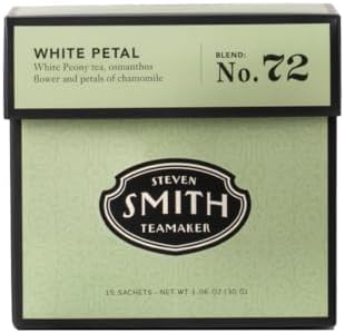 Smith Teamaker White Petal No. 72, Caffeinated, Sugar-Free, Sustainably Grown, Full Leaf White Tea Bags, 15 Sachets, 1.06oz Each