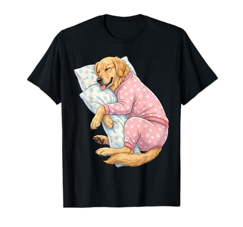 Cute Golden Retriever Dog Sleeping in Pajamas Bedtime Art T-Shirt