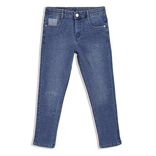 Image of Urbano Juniors Boy's Blue Slim Fit Washed Denim Jeans Stretch