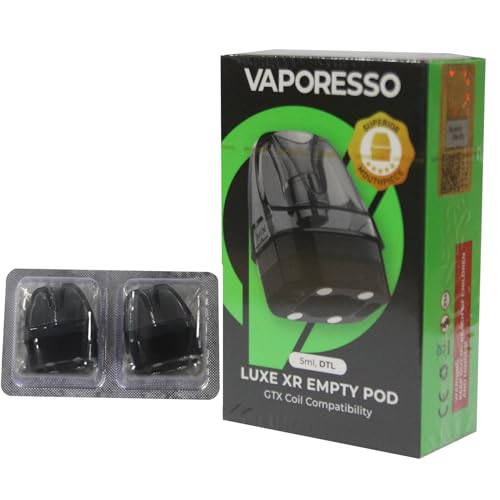 Vaporesso LUXE XR Empty Pod DTL(SUPEROR-MOUTHPIECE) [ Top-Filling ]-2pcs -5ml,Fit GTX Coils/GTX Dual Coils/LUXE X pod,XR max 2 Kit, Luxe X pro, Luxe X2 kit -...