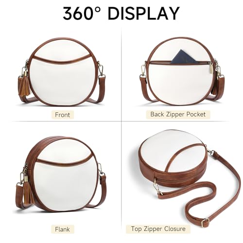 Circle Crossbody Bag for Women Genuine Leather Strap Trendy for Casual and Daily Outfits4
