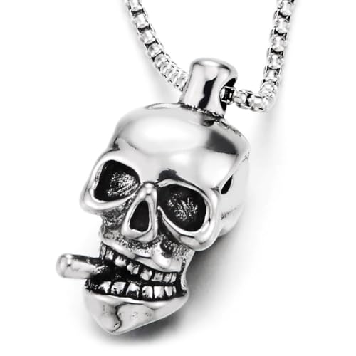 Collier Homme Hip-Hop Pendentif Crâne Acier Inoxydable Inaltérable Anti-Noircissement