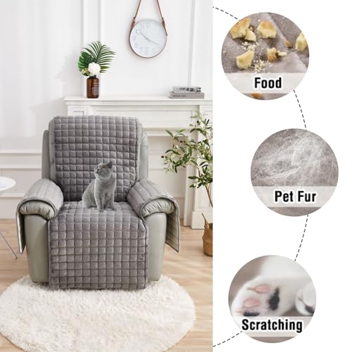 Housse de fauteuil inclinable 1 place gris housse canapé chaude - 5