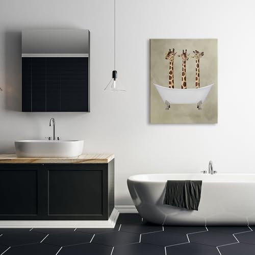 Image of Stupell Industries 'Three Giraffes In A Bathtub', Canvas Art, 30 x 40 Inches, Easy to Hang and Sturdy, Made in USA, by Coco de Paris